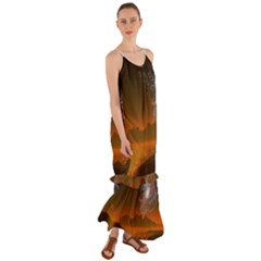 Galaxy Galaxies Bump Together Lava Cami Maxi Ruffle Chiffon Dress