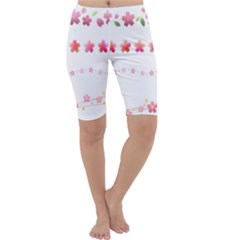 Sakura Border Cherry Blossom Cropped Leggings  by Simbadda