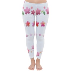 Sakura Border Cherry Blossom Classic Winter Leggings by Simbadda