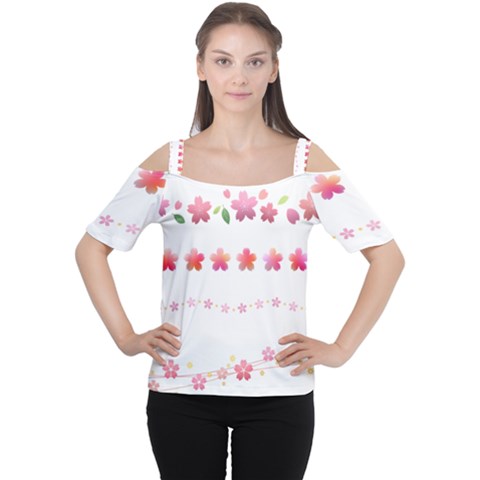 Sakura Border Cherry Blossom Cutout Shoulder Tee by Simbadda