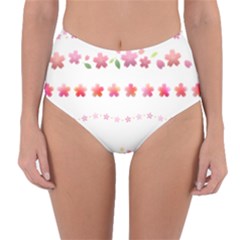 Sakura Border Cherry Blossom Reversible High-waist Bikini Bottoms by Simbadda