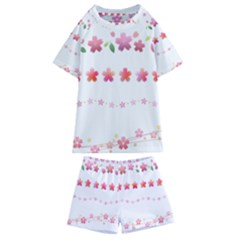 Sakura Border Cherry Blossom Kids  Swim Tee And Shorts Set by Simbadda