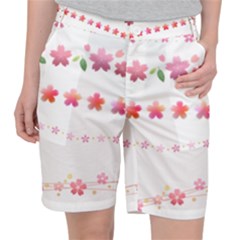 Sakura Border Cherry Blossom Pocket Shorts by Simbadda