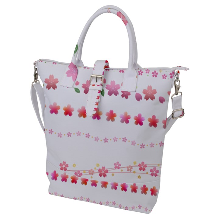 Sakura Border Cherry Blossom Buckle Top Tote Bag