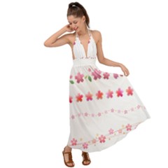 Sakura Border Cherry Blossom Backless Maxi Beach Dress