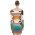 Sunset Beach Beach Palm Ocean Long Sleeve Off Shoulder Dress View2