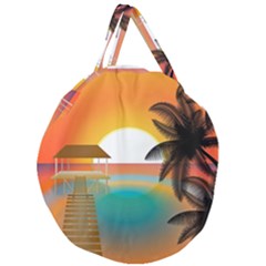 Sunset Beach Beach Palm Ocean Giant Round Zipper Tote by Simbadda