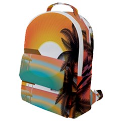 Sunset Beach Beach Palm Ocean Flap Pocket Backpack (small) by Simbadda