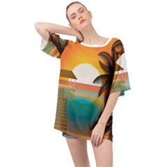 Sunset Beach Beach Palm Ocean Oversized Chiffon Top by Simbadda