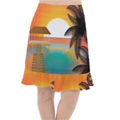 Sunset Beach Beach Palm Ocean Fishtail Chiffon Skirt