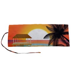 Sunset Beach Beach Palm Ocean Roll Up Canvas Pencil Holder (s) by Simbadda