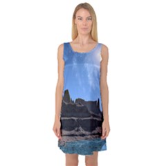 Mountains Galaxy Lake Landscape Sleeveless Satin Nightdress by Simbadda