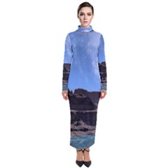 Mountains Galaxy Lake Landscape Turtleneck Maxi Dress