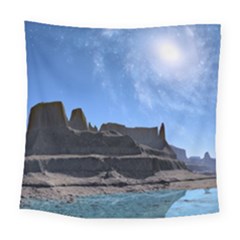 Mountains Galaxy Lake Landscape Square Tapestry (large) by Simbadda