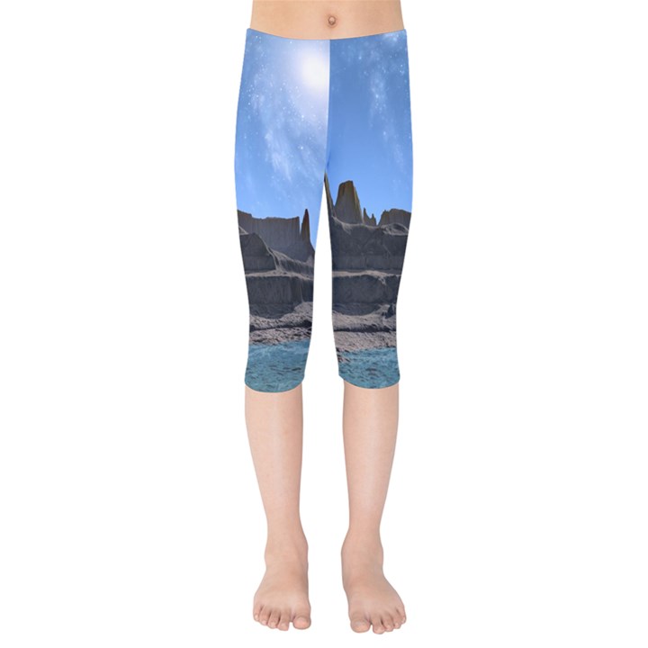 Mountains Galaxy Lake Landscape Kids  Capri Leggings 