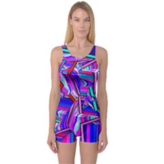 Stars Beveled 3d Abstract One Piece Boyleg Swimsuit by Mariart