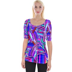 Stars Beveled 3d Abstract Wide Neckline Tee