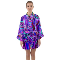 Stars Beveled 3d Abstract Long Sleeve Satin Kimono by Mariart