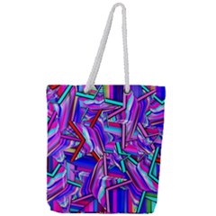 Stars Beveled 3d Abstract Full Print Rope Handle Tote (large)