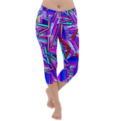 Stars Beveled 3d Abstract Lightweight Velour Capri Yoga Leggings