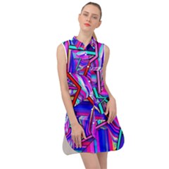 Stars Beveled 3d Abstract Sleeveless Shirt Dress