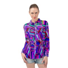 Stars Beveled 3d Abstract Long Sleeve Chiffon Shirt