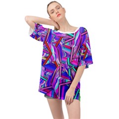 Stars Beveled 3d Abstract Oversized Chiffon Top by Mariart