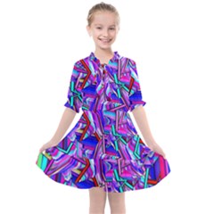 Stars Beveled 3d Abstract Kids  All Frills Chiffon Dress