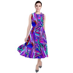 Stars Beveled 3d Abstract Round Neck Boho Dress