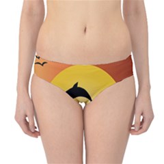 Ocean Sunset Dolphin Palm Tree Hipster Bikini Bottoms by Simbadda