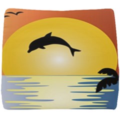 Ocean Sunset Dolphin Palm Tree Seat Cushion by Simbadda