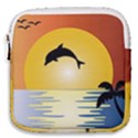 Ocean Sunset Dolphin Palm Tree Mini Square Pouch View1