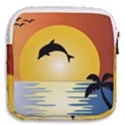 Ocean Sunset Dolphin Palm Tree Mini Square Pouch View2