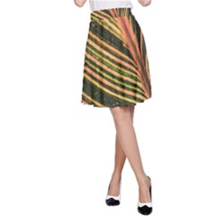 Leaf Patten Lines Colorful Plant A-line Skirt by Simbadda