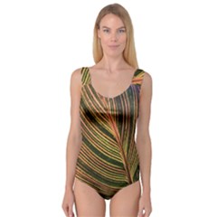 Leaf Patten Lines Colorful Plant Princess Tank Leotard  by Simbadda