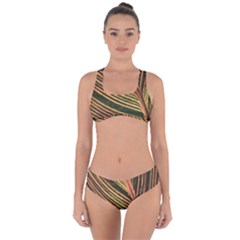 Leaf Patten Lines Colorful Plant Criss Cross Bikini Set by Simbadda