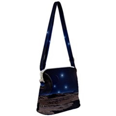 Lunar Landscape Star Brown Dwarf Zipper Messenger Bag by Simbadda