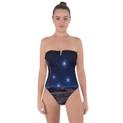 Lunar Landscape Star Brown Dwarf Tie Back One Piece Swimsuit by Simbadda