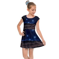 Lunar Landscape Star Brown Dwarf Kids  Cap Sleeve Dress by Simbadda