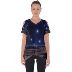 Lunar Landscape Star Brown Dwarf Cut Out Side Drop Tee by Simbadda