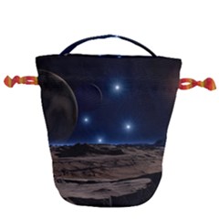 Lunar Landscape Star Brown Dwarf Drawstring Bucket Bag by Simbadda