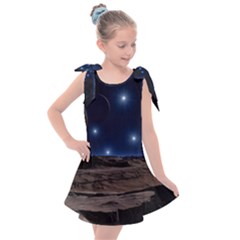 Lunar Landscape Star Brown Dwarf Kids  Tie Up Tunic Dress by Simbadda