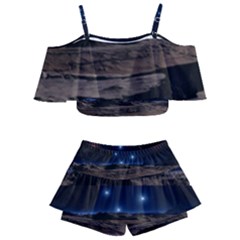 Lunar Landscape Star Brown Dwarf Kids  Off Shoulder Skirt Bikini by Simbadda