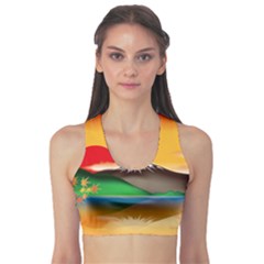 Mount Fuji Japan Lake Sun Sunset Sports Bra by Simbadda