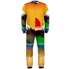 Mount Fuji Japan Lake Sun Sunset Onepiece Jumpsuit (men)  by Simbadda