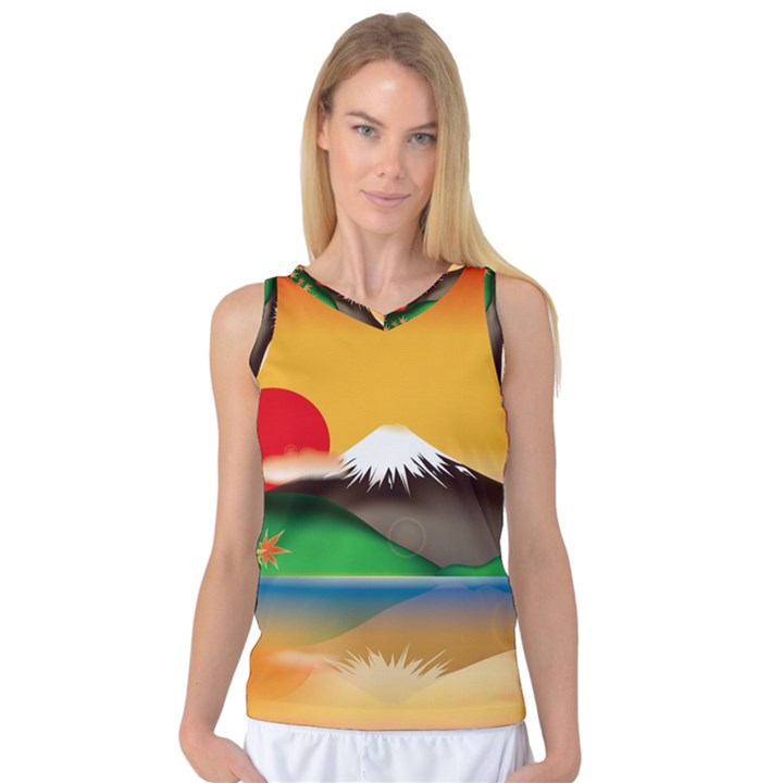 Mount Fuji Japan Lake Sun Sunset Women s Basketball Tank Top