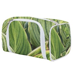 Leaves Striped Pattern Texture Toiletries Pouch