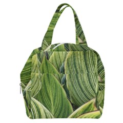 Leaves Striped Pattern Texture Boxy Hand Bag by Simbadda