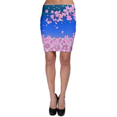 Sakura Cherry Blossom Night Moon Bodycon Skirt by Simbadda