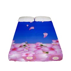 Sakura Cherry Blossom Night Moon Fitted Sheet (full/ Double Size) by Simbadda